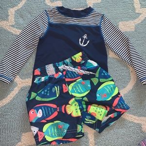 Boys swimwear trunks and long sleeved top